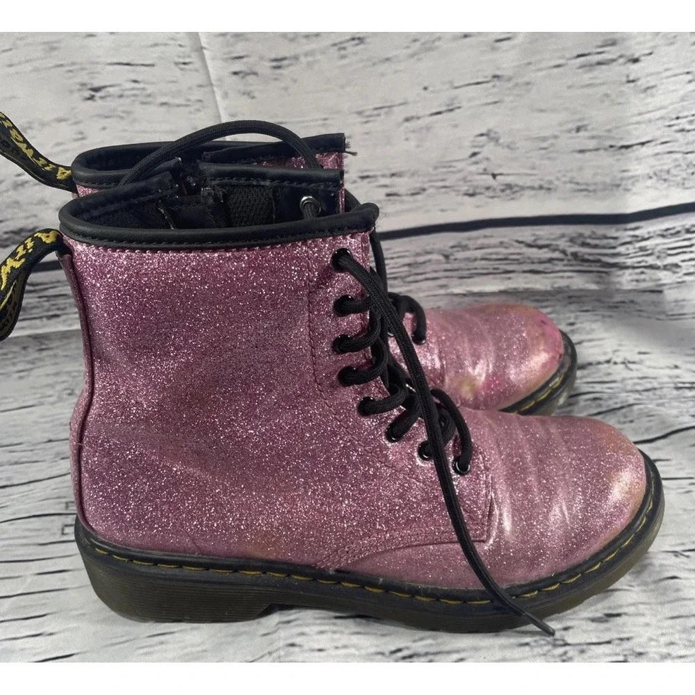 Doc Martens 1460J Combat Boots Youth Size US 5L/4M  Black Pink Glitter